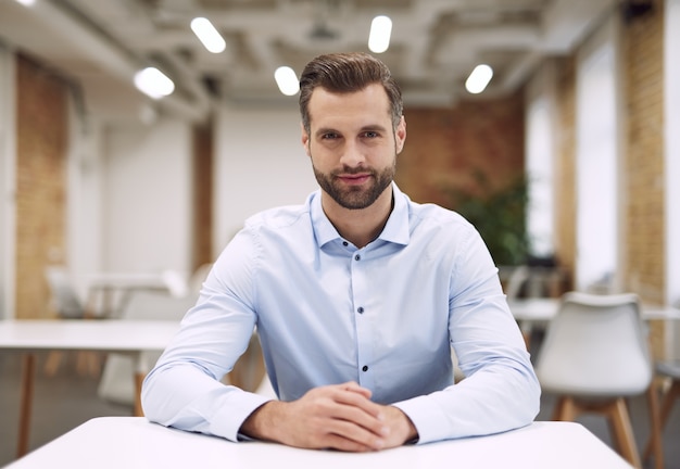 Attractive caucasian hr welcoming you to the job interview