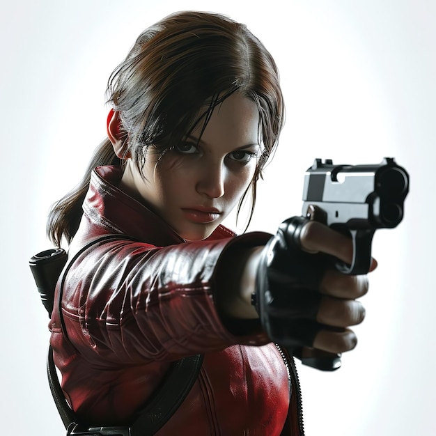 Attractive Claire Redfield Resident Evil isolated on white background