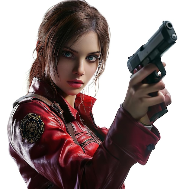 Attractive Claire Redfield Resident Evil isolated on white background