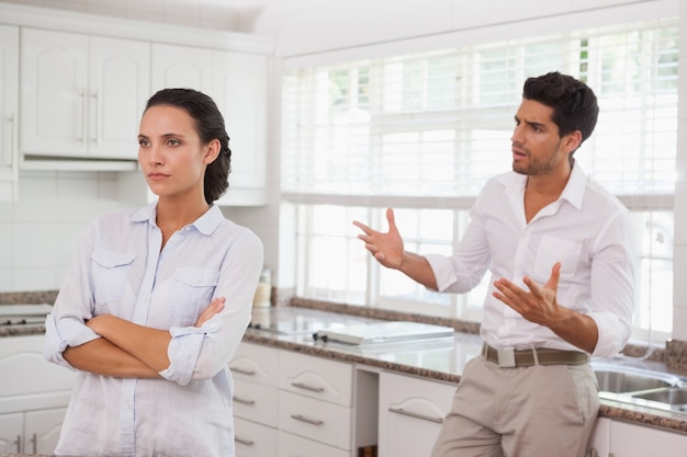 Attractive couple fighting with each other