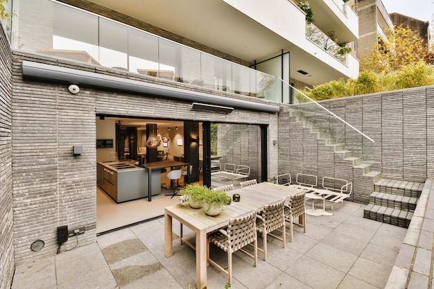 Attractive courtyard of the house with fresh lawn