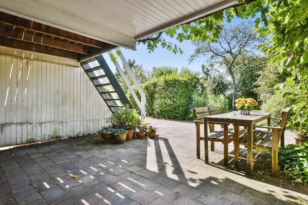 Attractive courtyard of the house with stairs