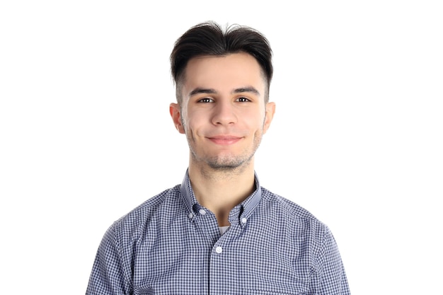 Attractive guy in shirt isolated on white background