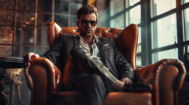 Photo attractive happy rich man handsome luxury businessman