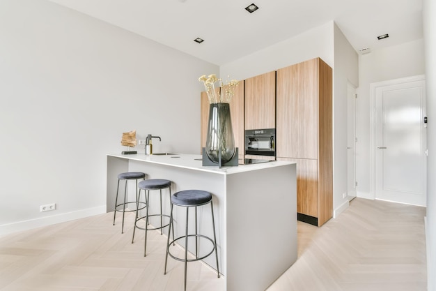 Attractive kitchen with wood kitchen unit