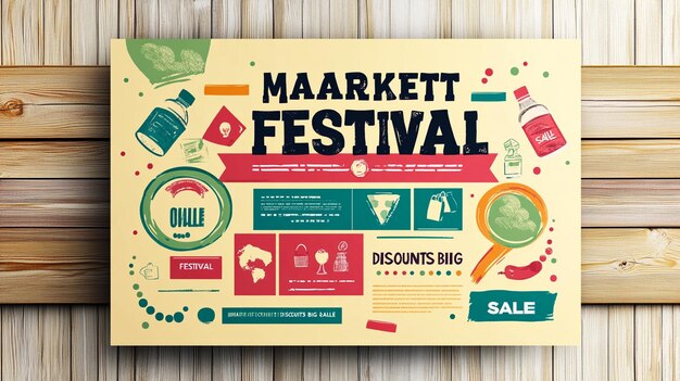 Photo attractive and lively market festival promotional brochure