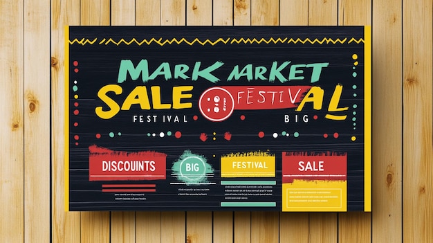 Photo attractive and lively market festival promotional brochure