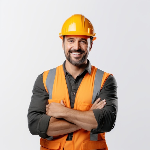 Attractive man in construction helmet