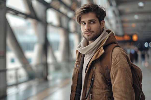 Attractive man heading to work