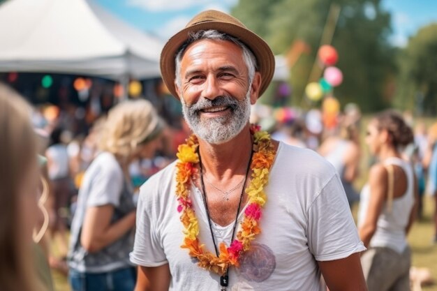 Attractive mature man at the festival