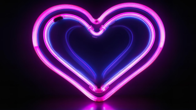 Attractive neon lights heart symbol isolated on white background