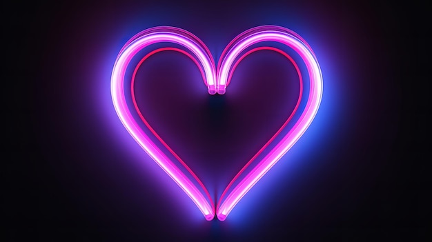 Attractive neon lights heart symbol isolated on white background