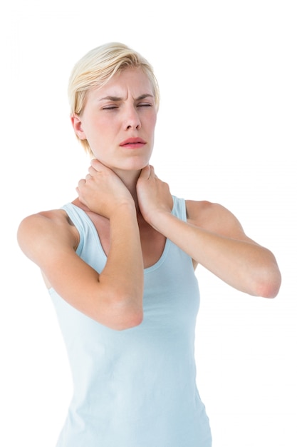 Attractive woman having neck pain