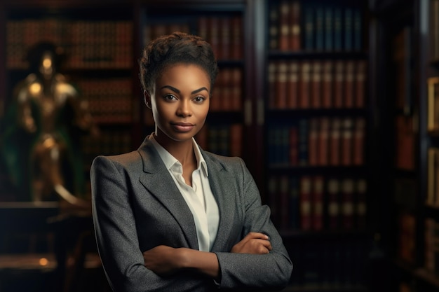 Attractive woman lawyer in business suit writing a law article in book office i