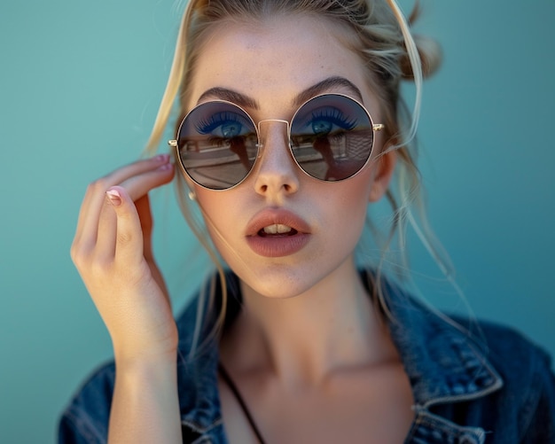 Attractive woman with beach glasses summer look beauty concept and summer emotions