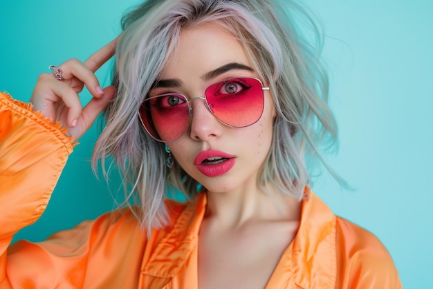 Attractive woman with beach glasses summer look beauty concept and summer emotions