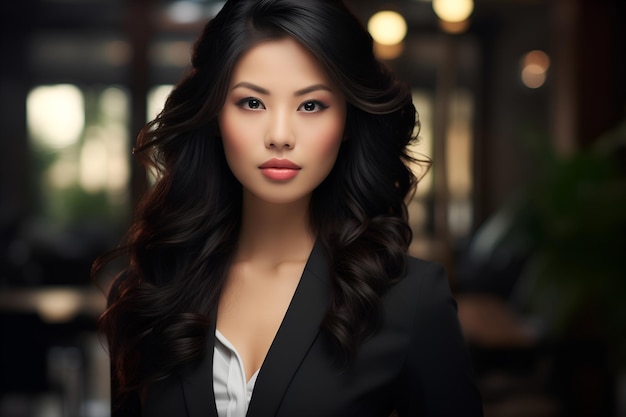 Attractive young asian smiling woman in elegant clothes Confident business expert