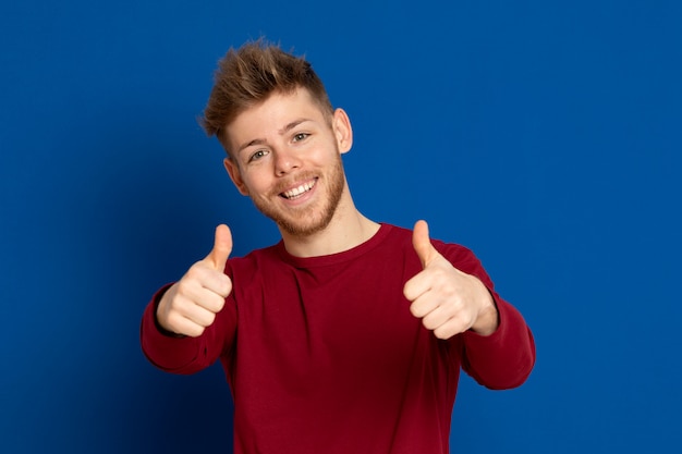 Attractive young guy with a red T-shirt