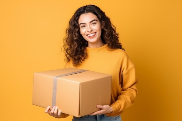 Attractive Young Woman Beaming with Joy in Casual Attire Ai