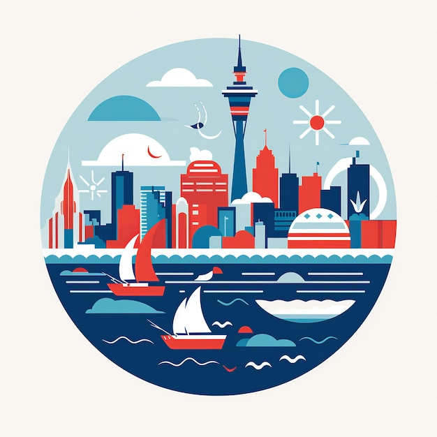 Auckland's Maritime Majesty A Blue White amp Red Circular Tribute