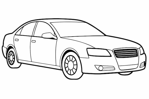 Audi A4 Car Vector Illustration Cartoons Clipart Line Art Design on White Background Audi A4 Car