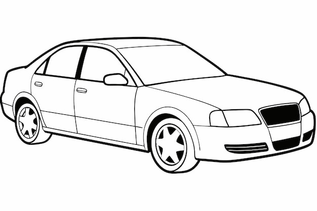 Audi A4 Car Vector Illustration Cartoons Clipart Line Art Design on White Background Audi A4 Car