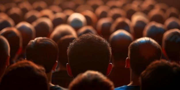 Audience in theater or auditorium watching performance or listening to speaker with blurred background Concept Theater Audience Blurred Background Performance Watching Speaker Listening