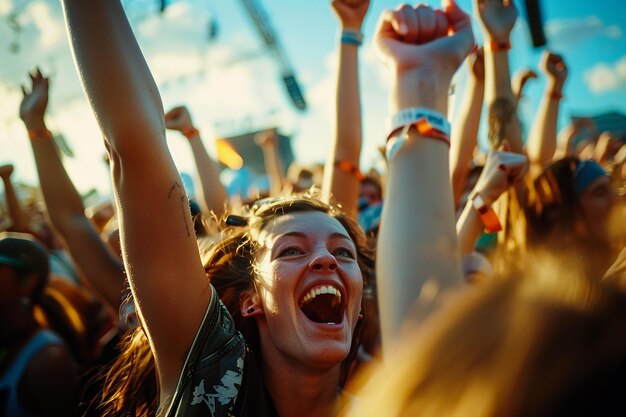 audiences are dancing in the concert in music festival the stadium with their favorite bands