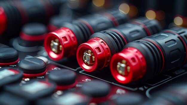 Photo an audio connector in white and red on a black background an audio connector in whitered on a black background copy space