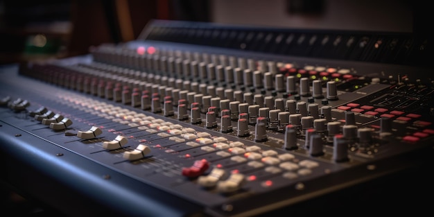 Audio mixing console in a recording session