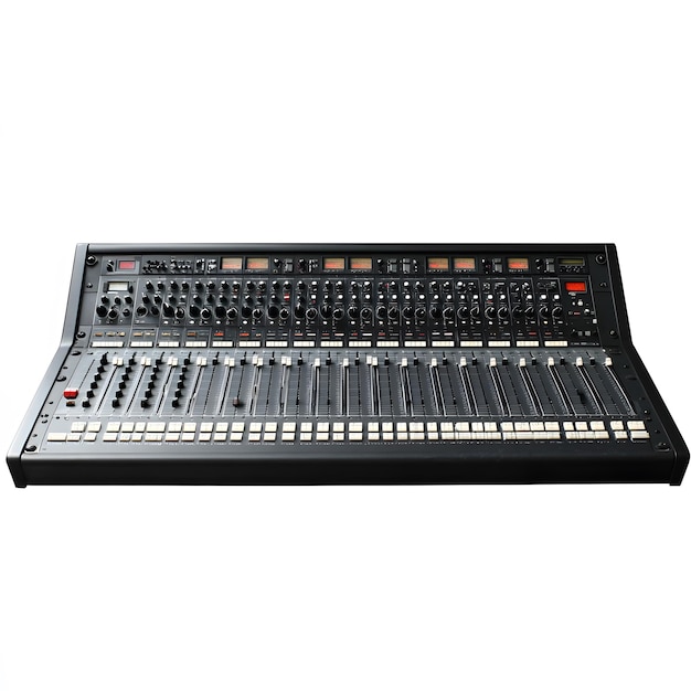 Photo audio mixing console in a recording studio with advanced sound production capabilities isolated on