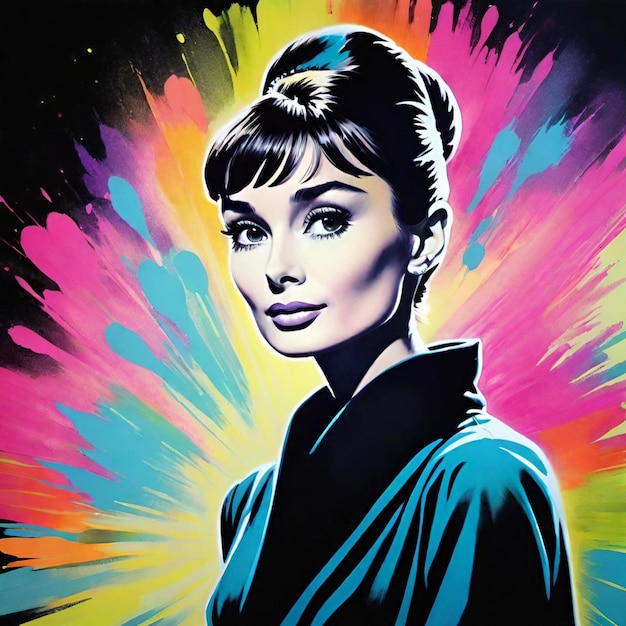 Photo audrey hepburn colorful portrait