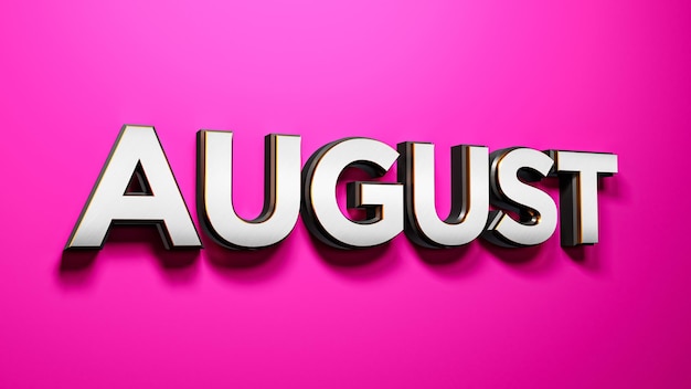 Photo august lettering words on pink background 3d rendering