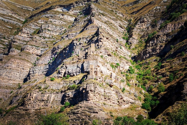 Aul ghost Kahib Dagestan Abandoned village in the Caucasus mountains