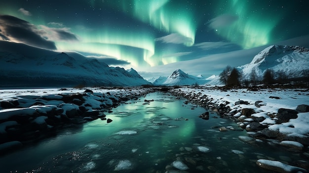 Aurora Borealis Landscape Iceland Road Winter Cold