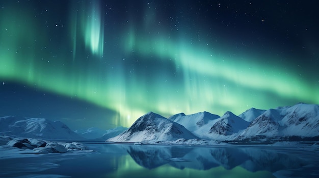 the aurora borealis above the mountains