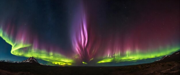 Aurora Borealis night sky panoramic landscape wallpaper