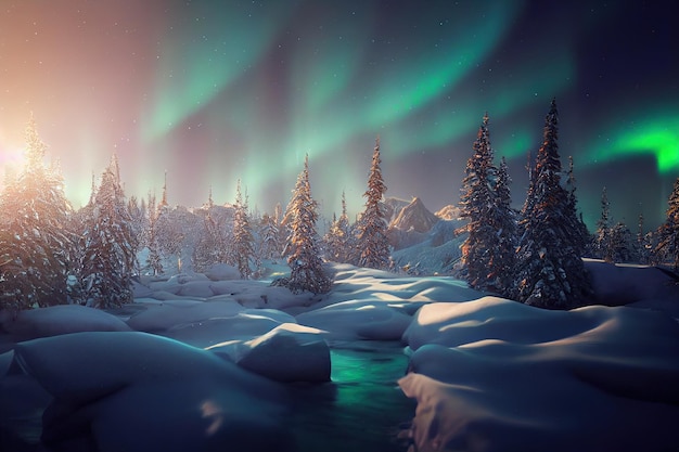 Aurora Borealis on night sky