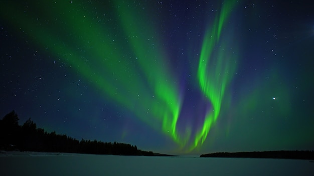 Aurora borealis. Northern lights night photo arctic circle