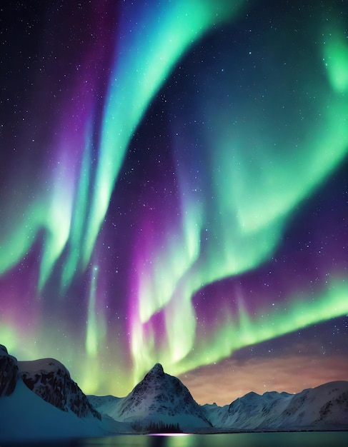 Aurora borealis sky with beautiful light at night