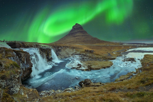 Aurora Borealis with the Milky Way Galaxy, Iceland,night photography