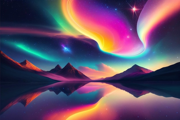 Aurora over the lake wallpapers