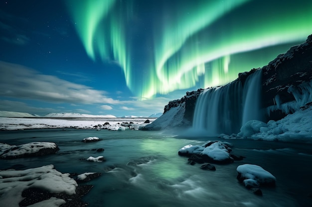 Aurora's Dance Enchanting Northern Lights Display over Iceland's Arctic Sky