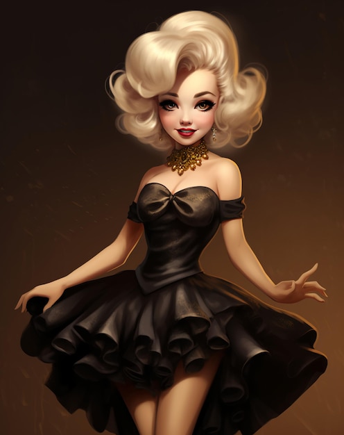 Aurorapunk Glamour Captivating Pinup Artistry in Dark White and Black