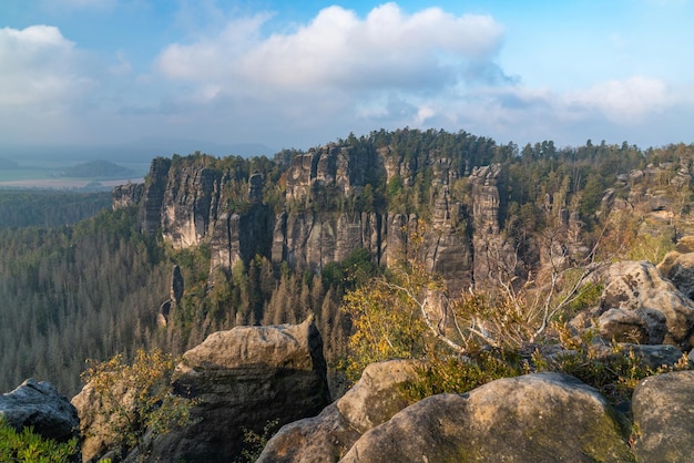 Aussicht vom Lehsteig Herbst in Nationalpark Sachsische Schweiz