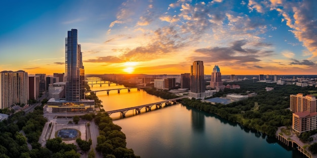 Austin Texas Panoramic cityscape generative AI