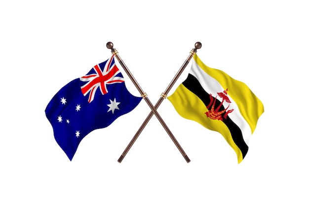 Australia versus Brunei  Flags Background