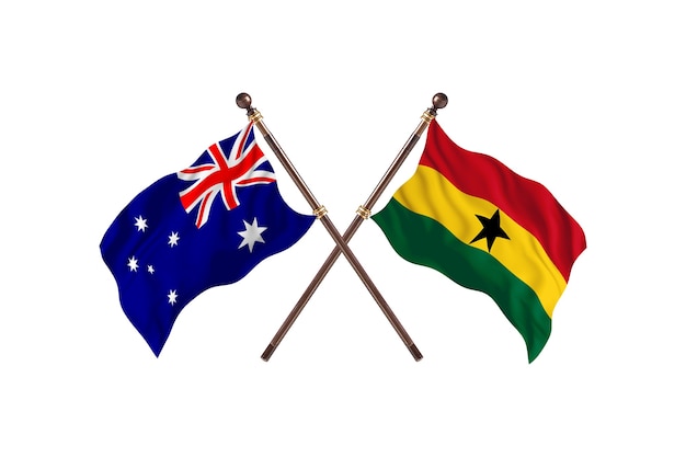 Australia versus Ghana Flags Background