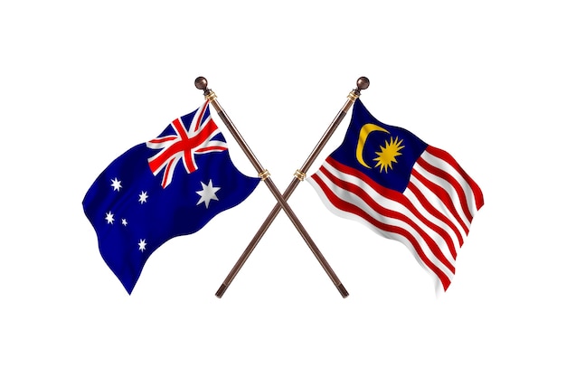 Australia versus Malaysia Flags Background