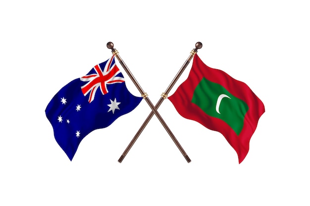 Australia versus Maldives Flags Background